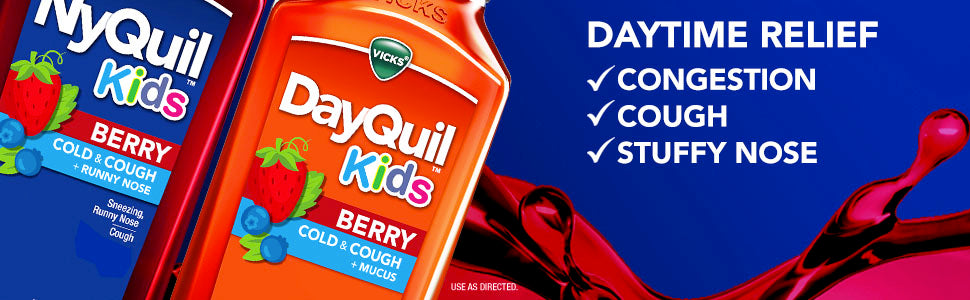 VICKS Kids DayQuil NyQuil Berry - Paquete de medicina