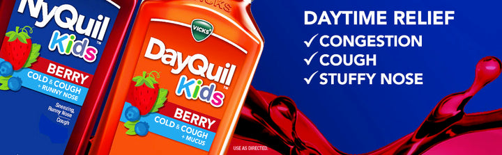 VICKS Kids DayQuil NyQuil Berry - Paquete de medicina