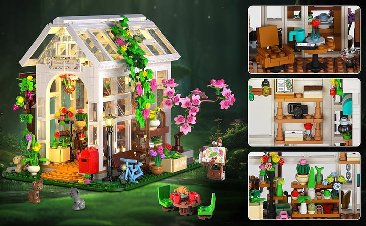 HOGOKIDS Juego de construcción de casa de flores con luz