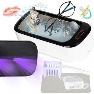 Limpiador Ultrasónico de Joyas y Máquina Esterilizadora UVC Profesional, 550Ml 46Khz, Limpiador Portátil para Gafas, Relojes, Monedas, Maquillaje, Dentaduras, Pendientes, Reloj, 1 Año de Garantía