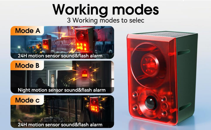 OUDAER Alarma Solar de Movimiento para Exteriores - Sonido