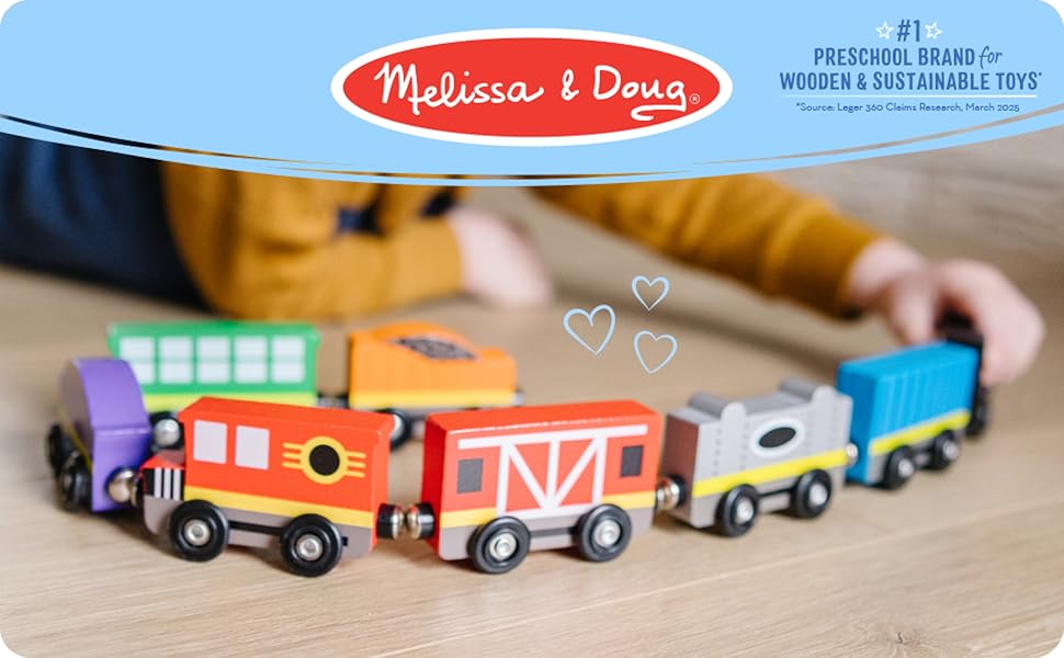 Melissa Doug Tren de madera vagones de tren