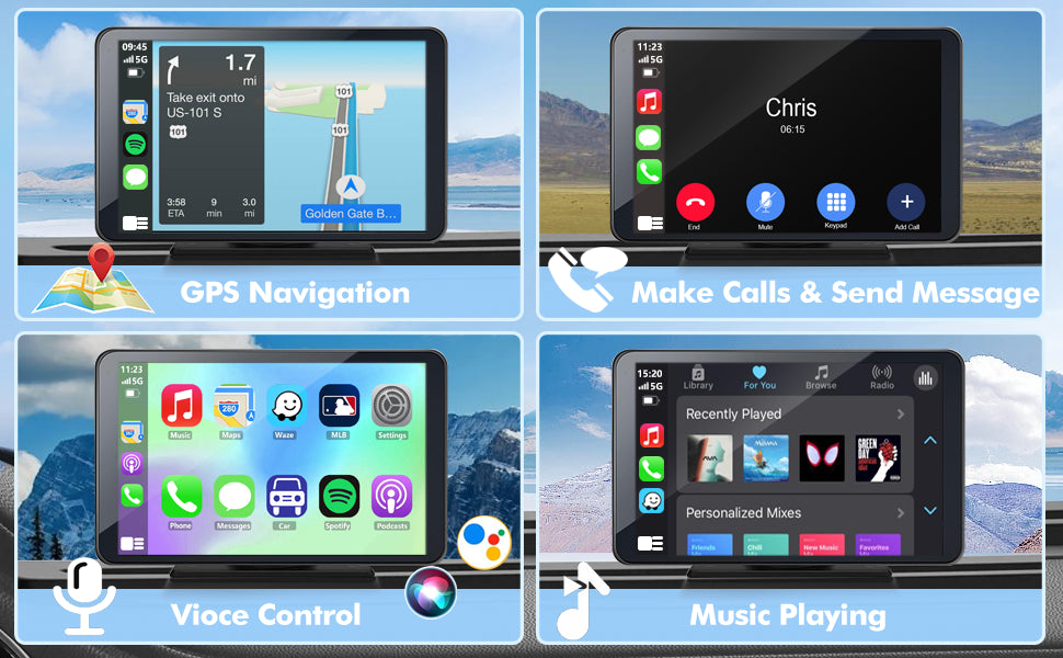 Estéreo inalámbrico portátil Carplay para automóvil