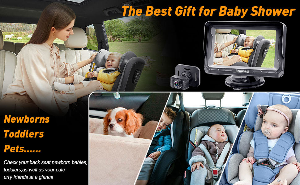 DoHonest Cámara de Coche para Bebé HD 1080P - Monitor para