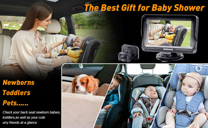 DoHonest Cámara de Coche para Bebé HD 1080P - Monitor para