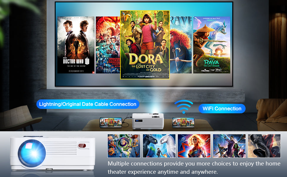 Proyector Native 1080P con WiFi y Bluetooth bidireccional