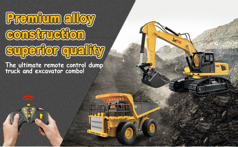 Excavadora RC y camión volquete vehículo de construcción