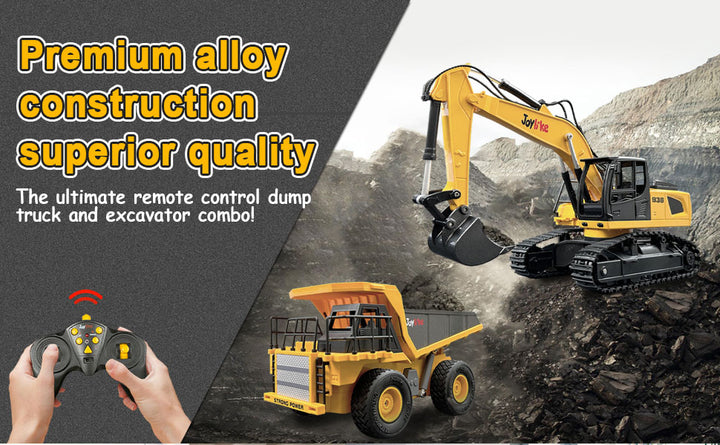 Excavadora RC y camión volquete vehículo de construcción