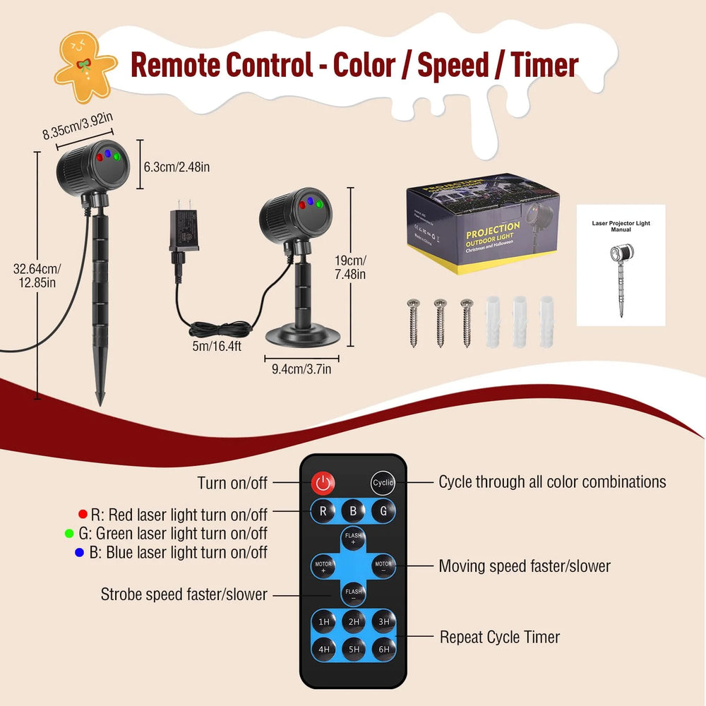 Laser Projector Lights Outdoor,  RGB 3 Color Starry Lights, Show Laser Projection Light, with RF Control, IP65 Waterproof for Decor Party Home