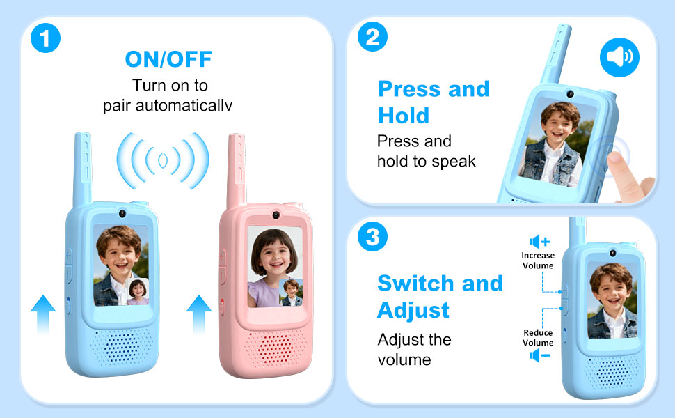 Walkie Talkies de video para niños paquete de 2 Walkies