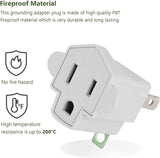3 Prong to 2 Prong Polarized Grounding Adapter, Wall Outlet Converter 3-Prong Adapter Fireproof Material 392℉ Resistant Heavy Duty for Household, Christmas Light, Indoor Use Only, 10 Pack
