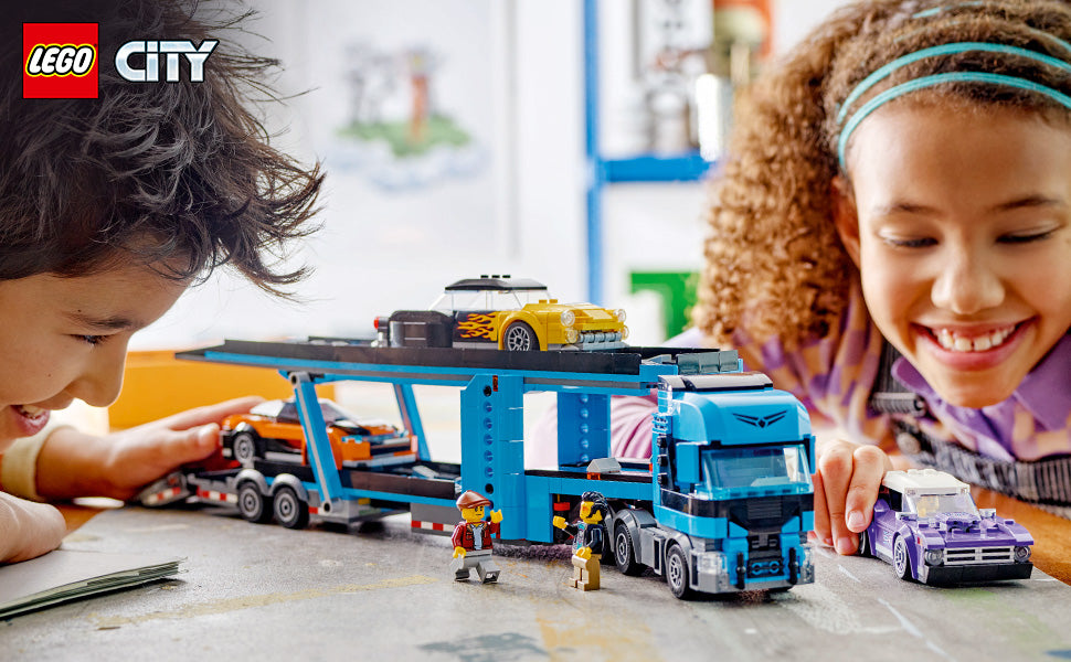 LEGO Camión transportador de autos urbanos con coches