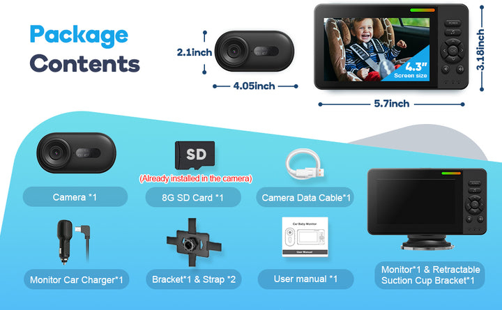 Cámara inalámbrica de coche para bebé monitor de bebé HD