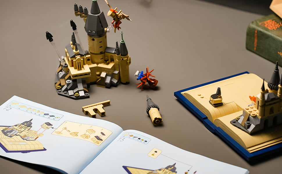 Juego de construcción de libro de castillo compatible con