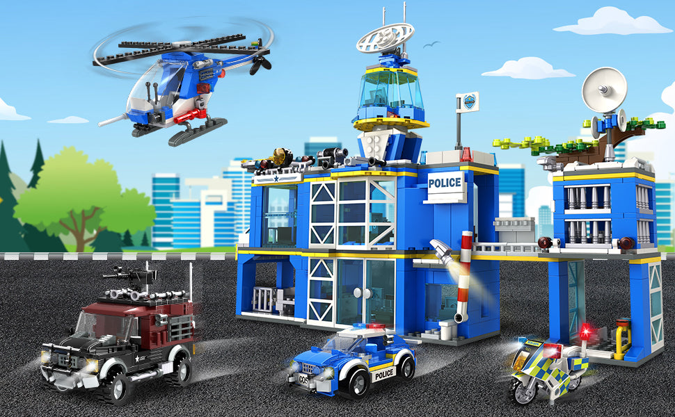 HOGOKIDS Juego de construcción de comisaría de policía de