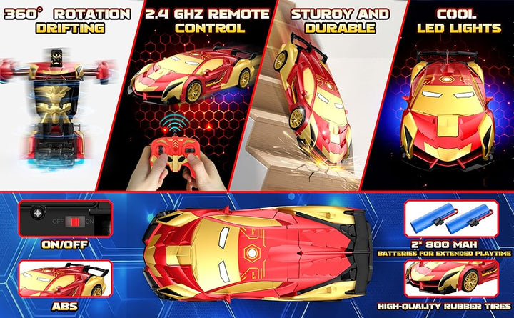 Hero Steel Man Transform RC Cars Toys con luces de ojos y