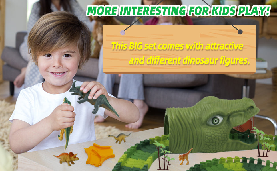 Dinosaur World Race Track Toys - Juego de pista flexible