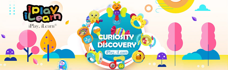 iPlay iLearn Juego de 10 juguetes de sonajeros para bebé