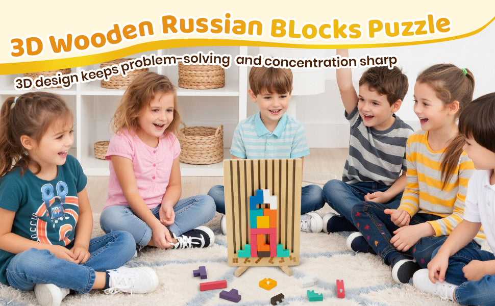 Rompecabezas de madera Montessori 3D de bloque ruso