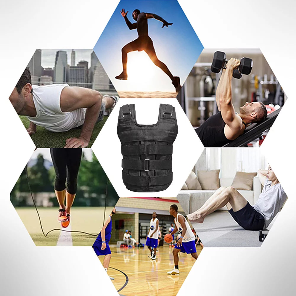 Adjustable Weighted Vest Weight Jacket Oxford Exercise Weight Loading Cloth Strength Training 50Kg Max. Load (Empty)