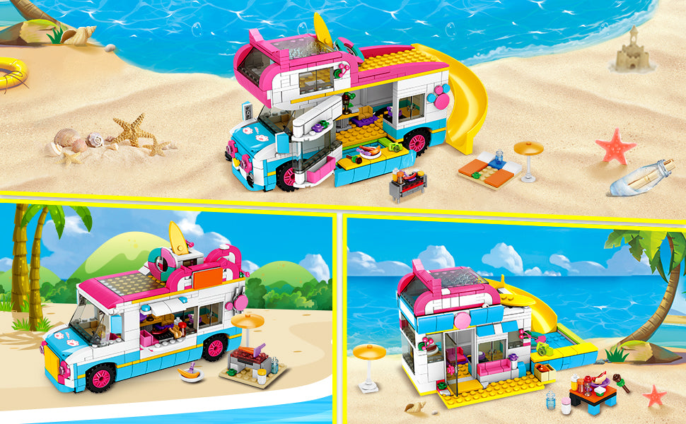 HOGOKIDS Juego de construcción 3 en 1 para niñas cámper y