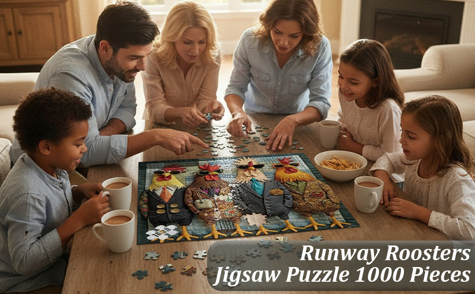 Runway Roosters - Rompecabezas de 1000 piezas para adultos