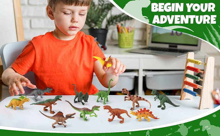 12Pcs Dinosaur Toy Set Realistic Mini Dinosaur Figurines