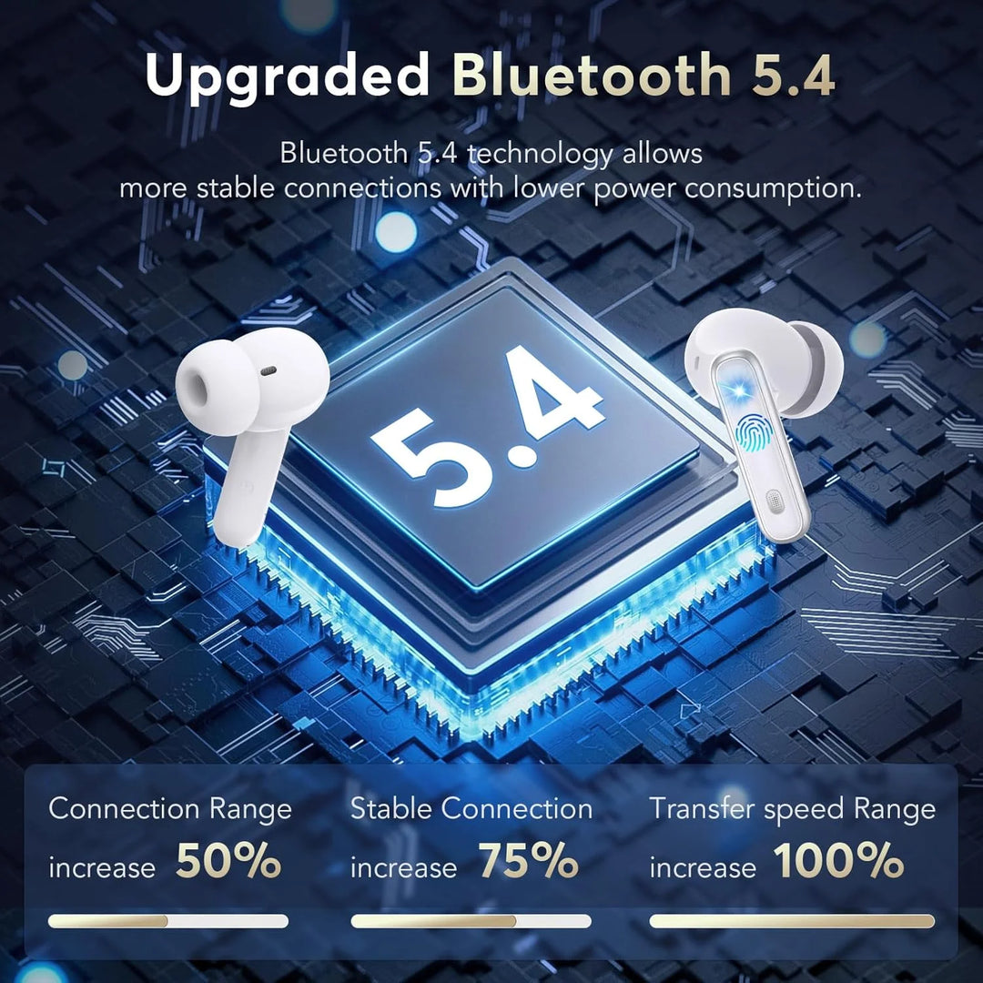 Wireless Earbud, 5.4 Bluetooth Headphones in Ear Stereo Bass Earphones Noise Cancelling Earbuds 36H Dual Mic Call, LED Display IP7 Waterproof Sport Headset for Android Ios