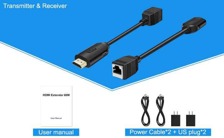 Wiistar Extensor HDMI sobre Cat5e/6 HDMI a RJ45 Extensor