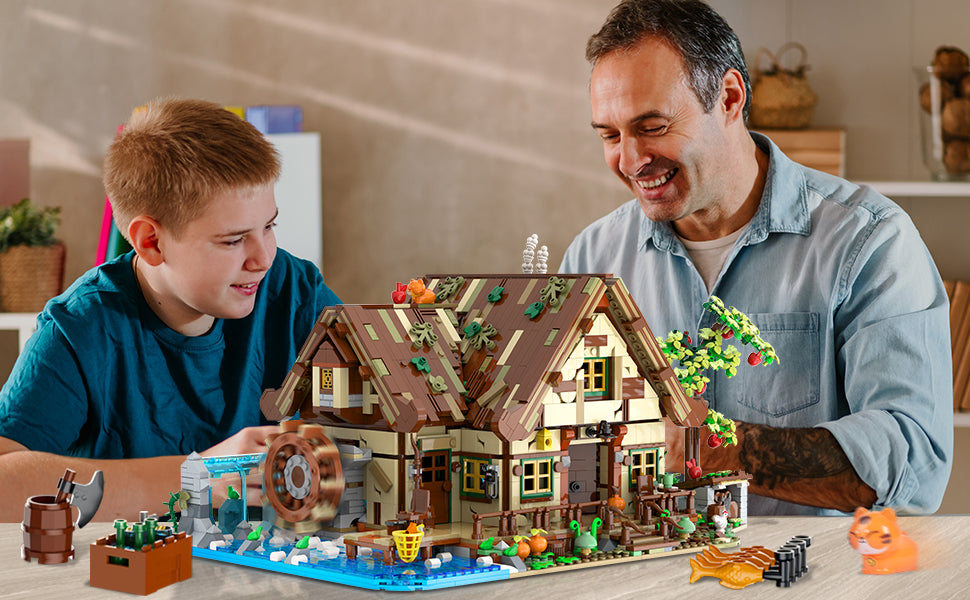 Juego de construcción de cabaña de madera con luz 2570