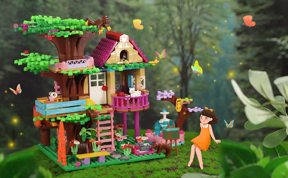 HOGOKIDS Juego de construcción de casa del árbol con luz