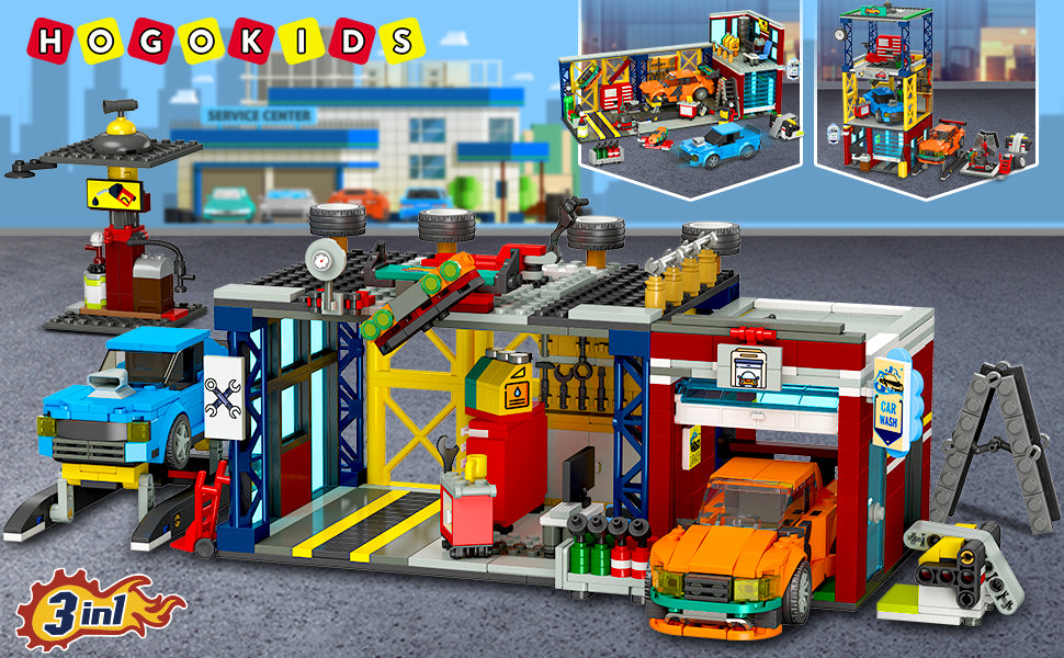HOGOKIDS Juego de construcción de garaje de coche de