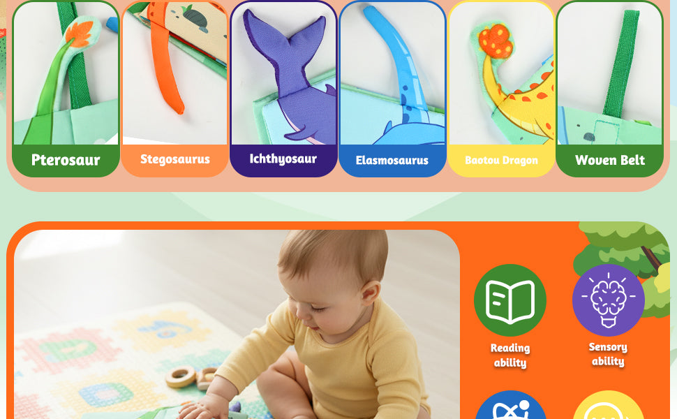 YOGINGO Libros para bebés Montessori Toys Cute Dinosaurs