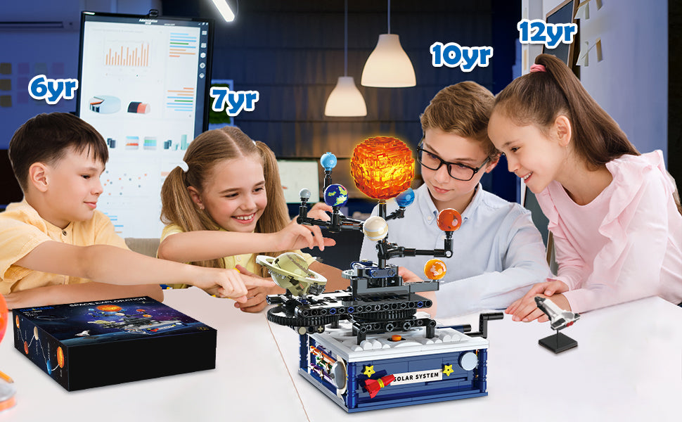 Juegos de construcción del sistema solar con luz juguetes