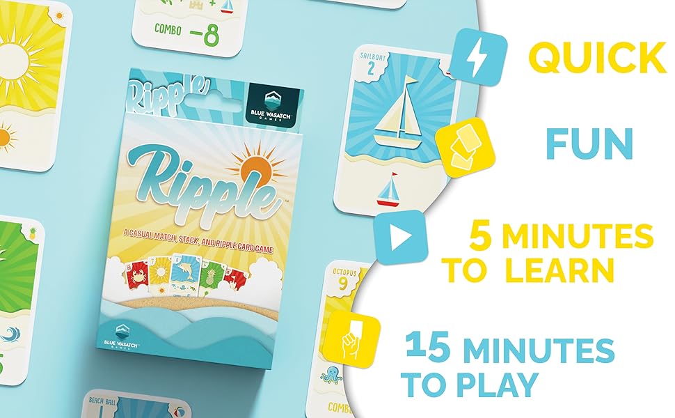 Blue Wasatch Games Juego de cartas Ripple combina apila y