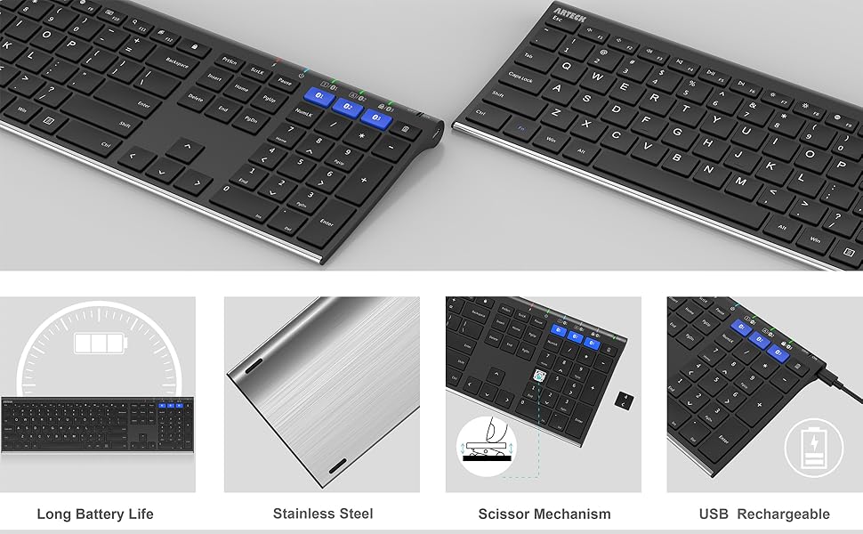 Arteck HB192 Teclado Bluetooth universal multidispositivo