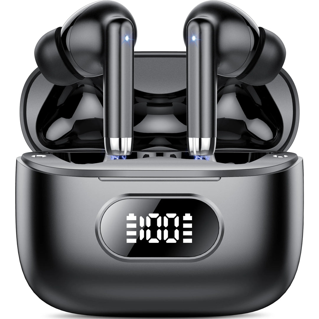 Wireless Ear Buds, Earbuds Bluetooth 5.3 Headphones 60H Playtime LED Display, Hifi Stereo Sound Waterproof In-Ear Earphones with 4 Microphone