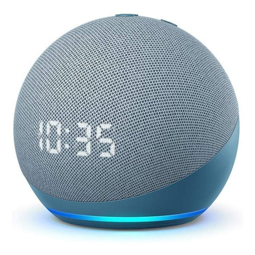 Amazon Echo Dot 4th Gen With Clock Con Asistente Virtual Alexa, Pantalla Integrada Twilight Blue 110v/240v